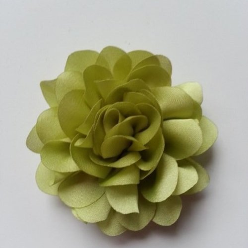 Fleur en mousseline de soie de 60mm vert kaki