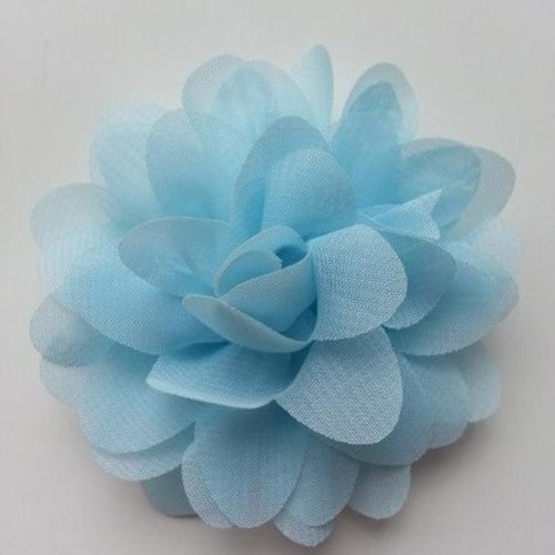 Fleur en tissu mousseline de 60mm bleu ciel
