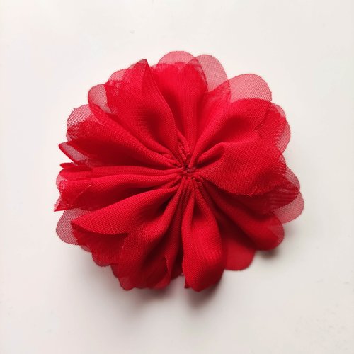 Fleur mousseline rouge   70mm