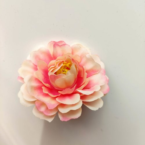 Fleur artificielle pistil en tissu peche et rose  55mm