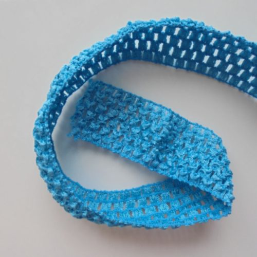 1 mètre de  bandeau cheveux crochet extensible de couleur bleu turquoise