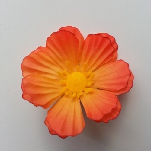 Fleur en tissu orange de 60mm