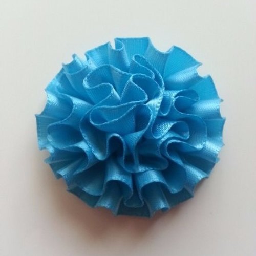 Fleur en ruban de satin bleu turquoise  50mm