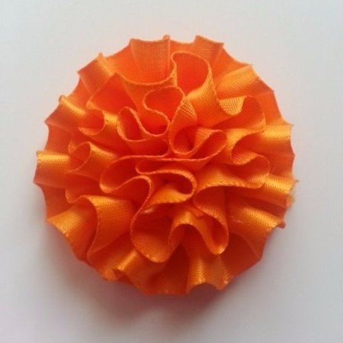 Fleur en ruban de satin orange  50mm