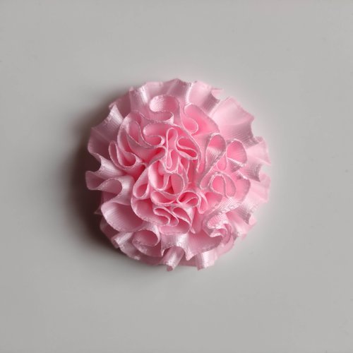 Fleur en ruban de satin  rose 50mm