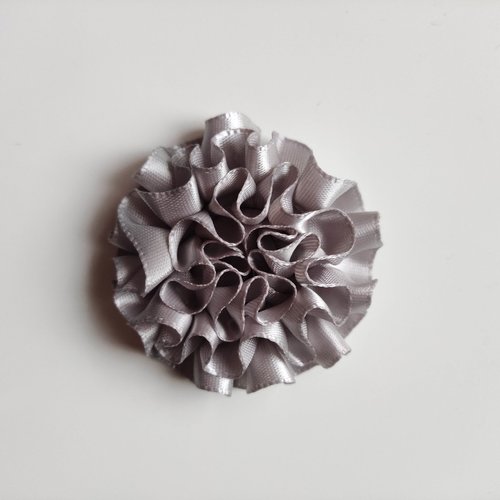 Fleur en ruban de satin  gris 50mm
