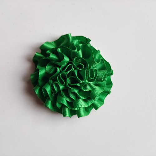Fleur en ruban de satin  vert foncé  50mm