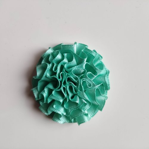 Fleur en ruban de satin  vert menthe  50mm