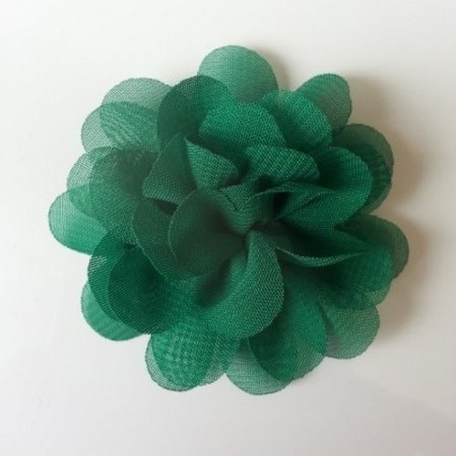 Fleur en tissu mousseline 50mm vert foncé
