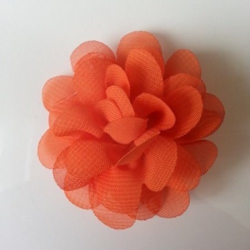 Fleur en tissu mousseline 50mm orange