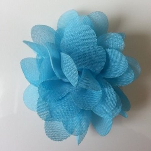 Fleur en tissu mousseline 50mm bleu