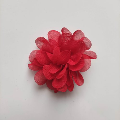 Fleur en tissu mousseline 50mm rouge