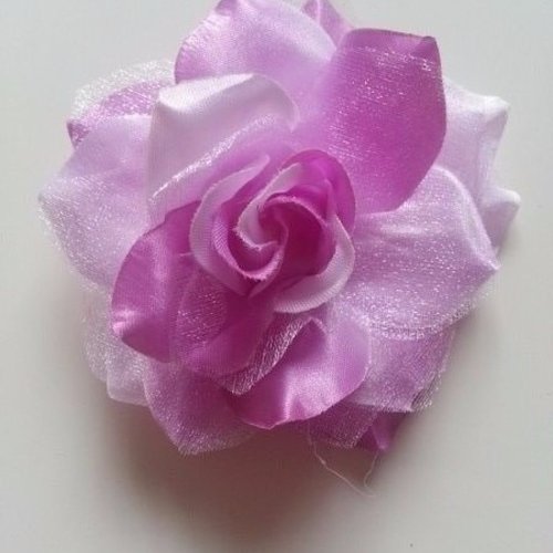 Rose artificielle bicolore  en tissu mauve 70mm