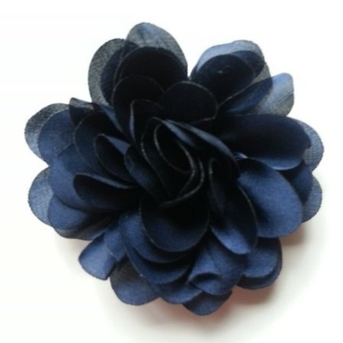 Fleur en mousseline de soie de 60mm bleu marine