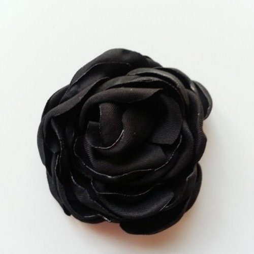 Fleur en satin de soie 50mm noir