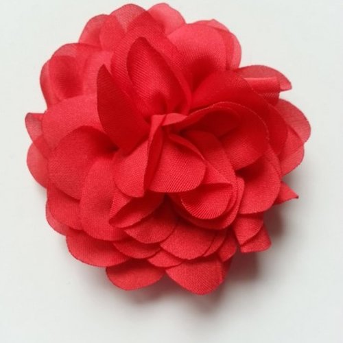 Fleur en mousseline de soie de 60mm rouge