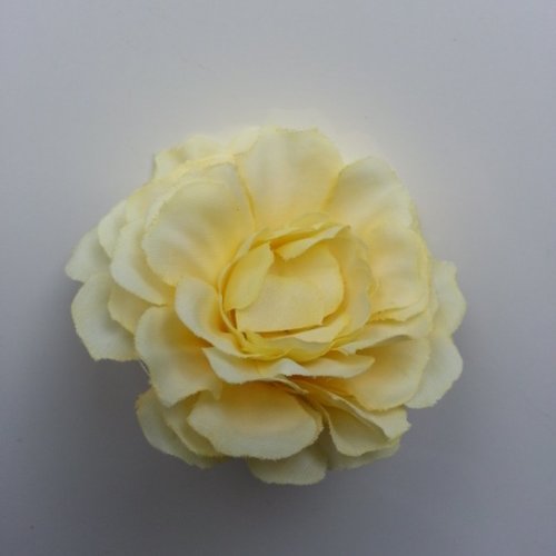 Fleur artificielle en tissu jaune pale   55mm