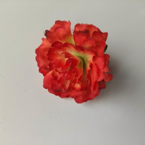 Fleur artificielle en tissu de 45mm rouge  orangé