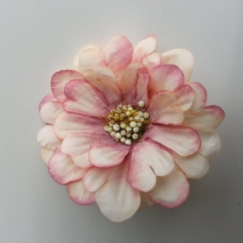 Fleur artificielle en tissu 60mm  ivoire et vieux rose