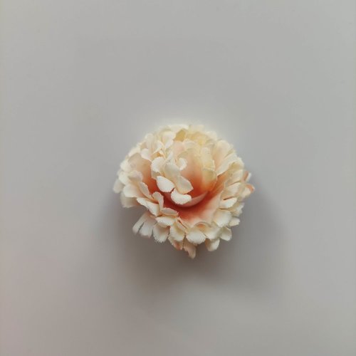 Fleur en tissu mini oeillet de 30mm ivoire et bronze