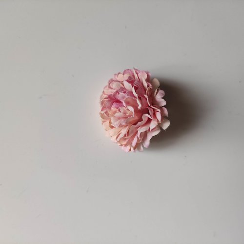 Fleur en tissu mini oeillet de 30mm vieux rose et peche