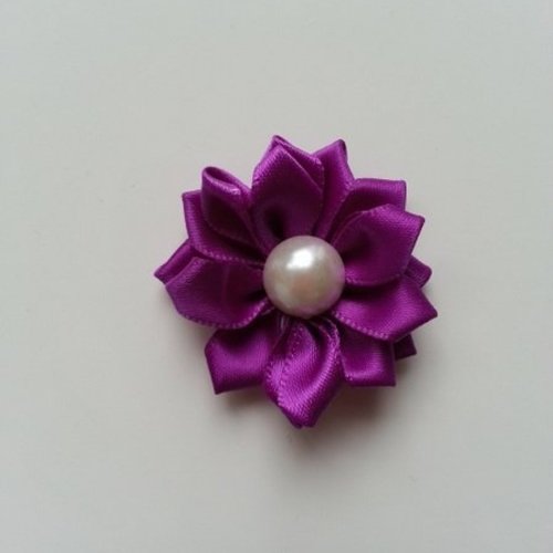35mm fleur  en ruban de satin violet