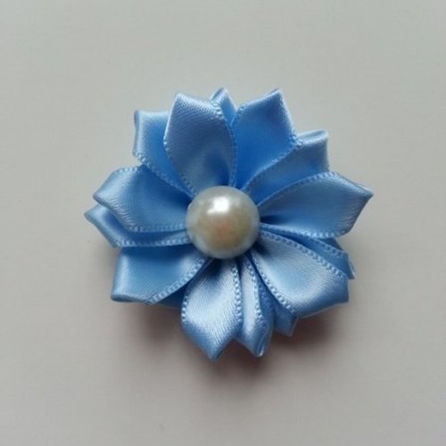 35mm fleur  en ruban de satin bleu ciel