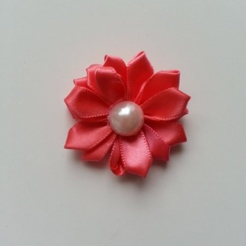 35mm fleur  en ruban de satin rose saumon