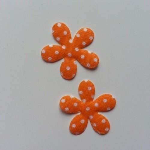 Lot de 2 fleurs a pois en tissu 27mm orange