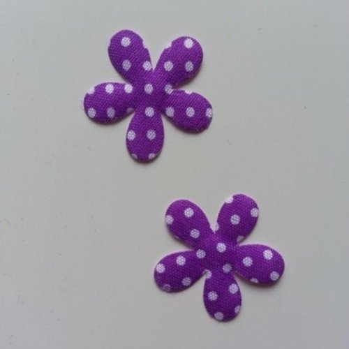 Lot de 2 fleurs a pois en tissu 27mm violet