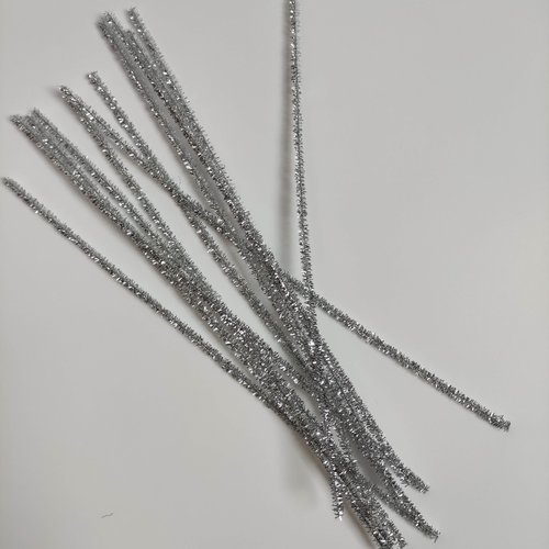 Tige de fil chenille cure pipe 0.6*30cm brillant  argenté