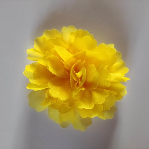 Grosse fleur tissu mousseline 1o cm jaune