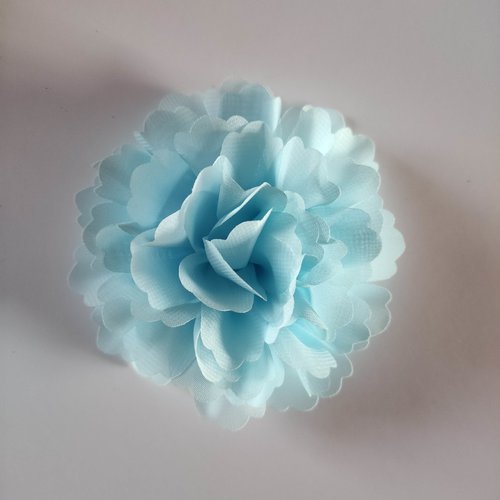 Grosse fleur tissu mousseline 1o cm bleu ciel