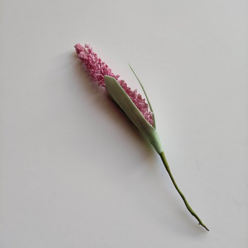 Tige fleur en mousse blanc et rose 90mm