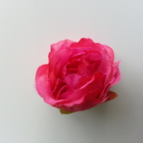 Fleur tissu pivoine rose fuchsia 40mm