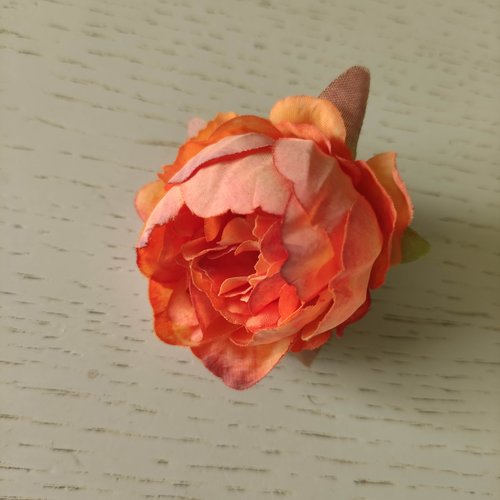 Fleur tissu pivoine orange 50mm