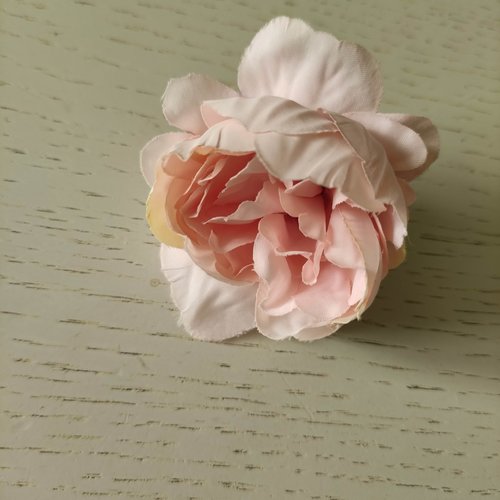Fleur tissu pivoine peche 50mm