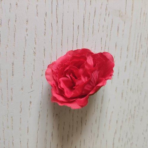 Fleur tissu pivoine rouge 40mm