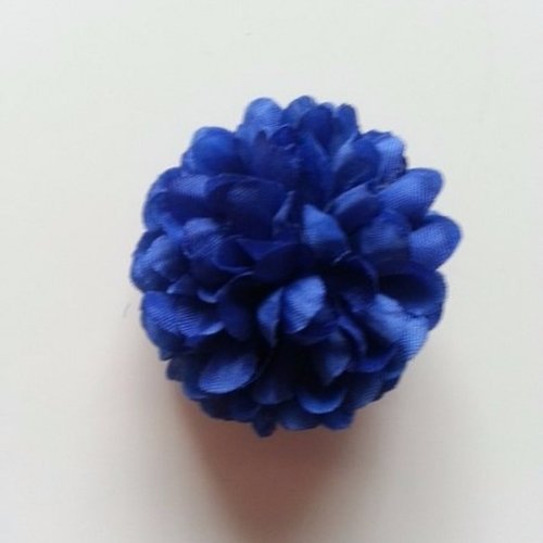 Fleur  pompon en tissu bleu royal 50mm