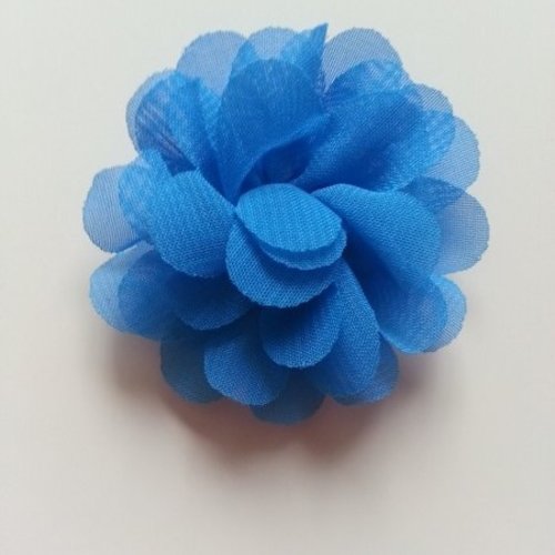 Fleur en tissu mousseline 50mm bleu roi