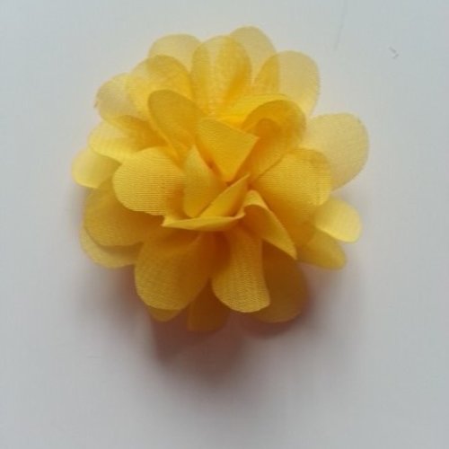 Fleur en tissu mousseline 50mm jaune poussin