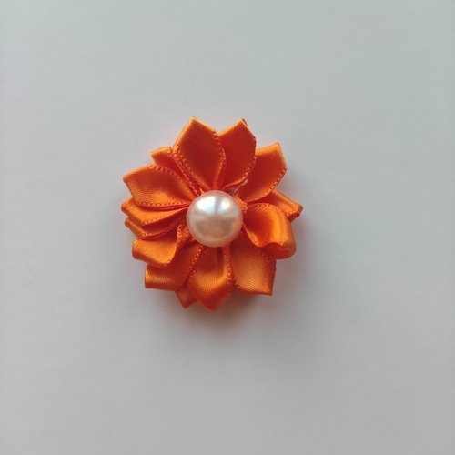 35mm fleur  en ruban de satin orange