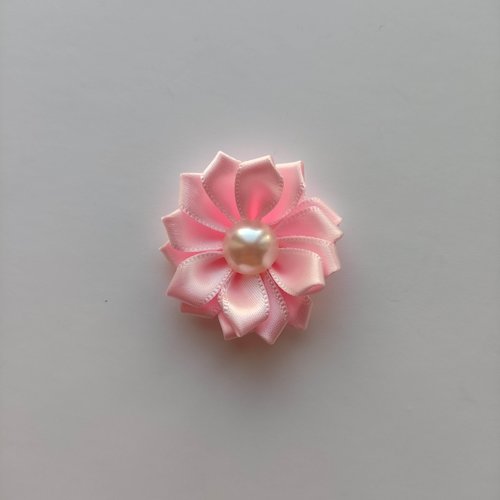 35mm fleur  en ruban de satin rose