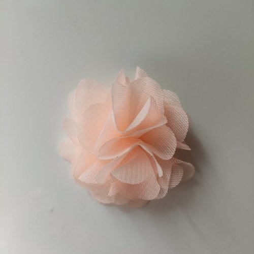 Petite fleur en tissu peche  4cm
