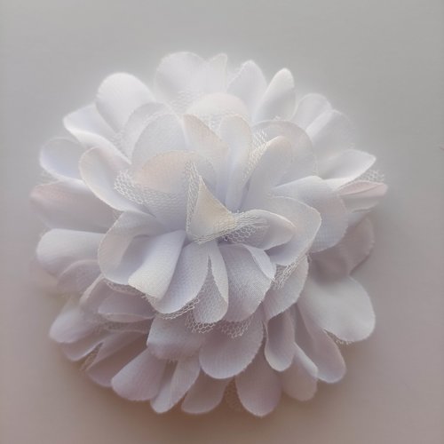 Grande fleur mousseline et tulle 11 cm blanche