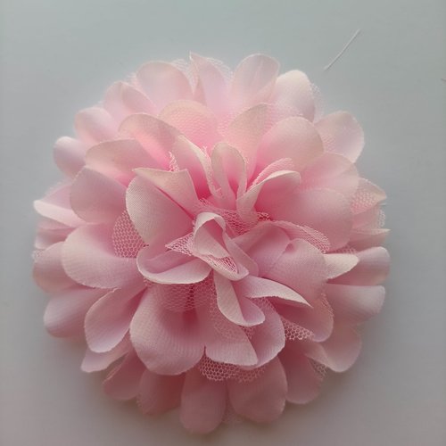 Grande fleur mousseline et tulle 11 cm rose pale