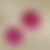 Lot de 2 appliques  matelassées rose fuchsia  à pois blanc  55mm
