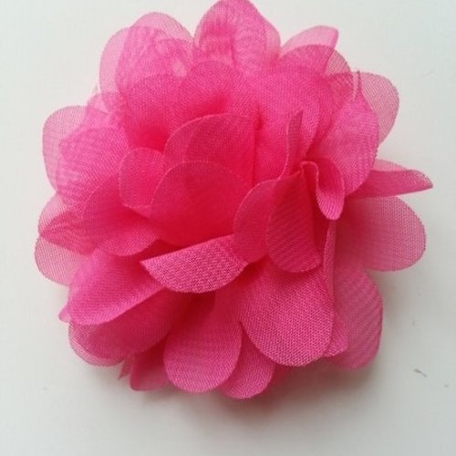 Fleur en tissu mousseline de 60mm rose fuchsia