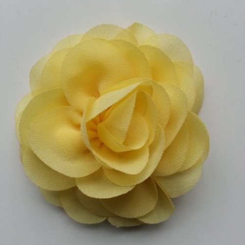 Fleur de pavot  en mousseline jaune 80mm