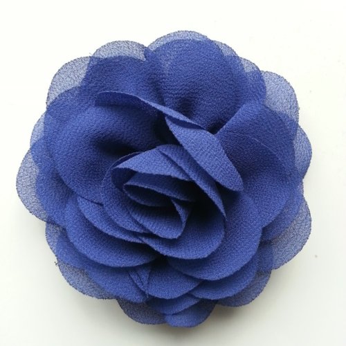 Fleur de pavot  en mousseline bleu marine 80mm